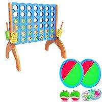 Ayeboovi Giant 4-in-A-Row, Jumbo 4-to-Score Yard Game for Kids and Adults Connect Game Set Toss and Catch Ball Game