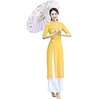 Women's Traditional Cheongsam Style Half Sleeved Dress+Inner Camisole Set
