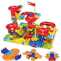 Marble Run Building Blocks Classic Big Blocks Kids STEM Toys Bricks Set Roller Coaster Track Compatible with All Major Brands 168 pcs Various Track Models for Boys Girls Toddlers Age 3,4,5,6,7,8+ 