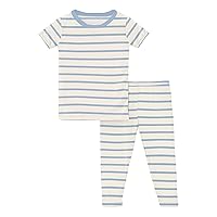 KicKee Pants Stripes Short Sleeve PJ Set with Pants, Print Tee with Matching Pants, Babies and Kids Pajama Set