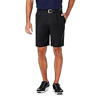 Haggar Men's Cool 18 Pro Straight Fit Pleat Front 4-Way Stretch Expandable Waist Short with Big & Tall Sizes