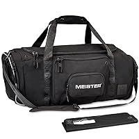 Meister Brawler Gym Bag for Fighters w/Zip-Out WrapHamper Wash Bag & Shoe Locker - Black