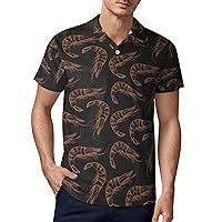 Seafood Shrimp Men's Polo Shirt Short Sleeve Sport Shirts Casual Golf T-Shirt for Work Fishing