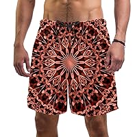 Hipple Mandala Quick Dry Swim Trunks Men's Swimwear Bathing Suit Mesh Lining Board Shorts with Pocket, L