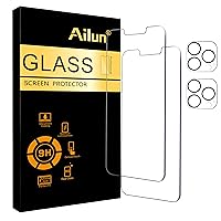 Ailun 2 Pack Screen Protector Compatible for iPhone 13 Pro Max [6.7 inch] Display 2021 with 2 Pack Tempered Glass Camera Lens Protector,[9H Hardness]-HD
