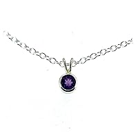 Roberts & Co Natural Amethyst 5mm Round Cut Pendant Sterling Silver Necklace