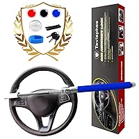 Tevlaphee Steering Wheel Lock Anti-Theft Car Device, Blue, Key Lock, Protects Against Prying, Sawing, Hammering, and Freon Attacks