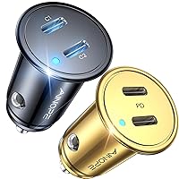2 Pack AINOPE USB C Car Charger for iPhone 15, Smallest 56W Fast Charginig PD 3.0 Dual Car Charger USB Compatible with iPhone 15 Pro Max Plus/14/13 Pro/12 Pro/12 Mini, Galaxy, iPad Pro