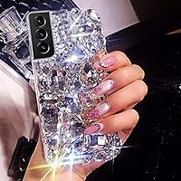 Bonitec Compatible with Galaxy S22 Case 3D Glitter Sparkle Bling Case Luxury Shiny Crystal Rhinestone Diamond Bumper Clear Gems Cute Protective Girly Case Cover for Women Girls