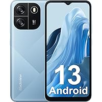 Mobile Phones Sim Free Unlocked, WAVE 6C Android 13 Phone, 5100mAh 10W fast, 4GB+32GB/TF1TB, Octa-Core, 6.52'' HD+ Screen, 8MP+5MP, Dual SIM Smartphone, 3 Cards Slots, Face Unlock - Blue