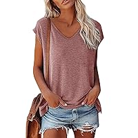 Womens Summer Tops Trendy Pleats Short Sleeve Dressy Casual T Shirts Coral S