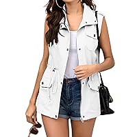 Beyove Womens Lightweight Sleeveless Military Anorak Cargo Vest No Hood