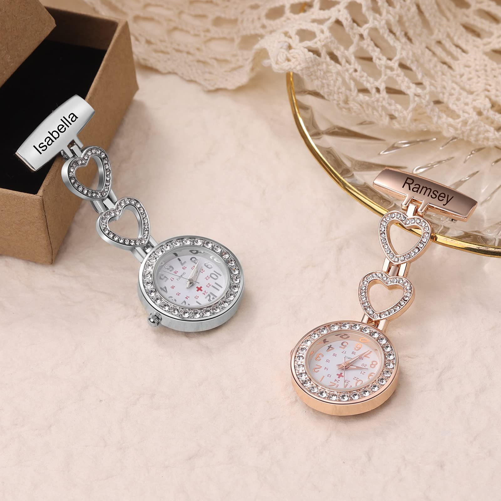 Nurse Watches for Nurses Doctors, Custom Nurse Watches Hanging Engraved Name Lapel Pin Watch on Nursing Watch, Personalized Nurses Pocket Watches for Graduation Birthday Valentine's Day Mothers Day