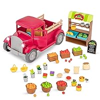 Li’l Woodzeez – Toy Truck – Farmer's Truck Playset – Market Playset – Toy Food for Figurines – Toy Food – Farmer's Market Truck
