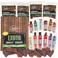 16 Pc. Exotic Jerky and Meat Stick Variety Pack - Wild Game Snacks, High Protein, Individually Wrapped, Unique Gift for Guys