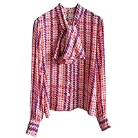 Spring Silk Tops for Women Plaid Office Work Lady Causal Shirts & Blouses Aesthetic Clothing
