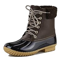 Women's Waterproof Rain Booties Duck Padded Mud Rubber Snow Lace Up Ankle Boots