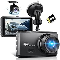 S7 2.5K Dash Cam Front and Rear,64G SD Card,1600P+1080P FHD Dual Dash Camera for Cars,176°+160° Wide Angle,3.2'' IPS Screen Dashcam,G-Sensor,Loop Recording,WDR,Night Vision,24H Parking Monitor