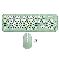 Wireless Keyboard and Mouse Combo, 2.4G Ultra-Thin Keyboard 1Mbps High-Speed Transmission, Plug and Play Keyboard Mouse Set for Computer/Desktop/PC/Notebook, with FN+ Multimedia Composite Key(Green)