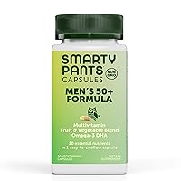 SmartyPants Multivitamin for Men 50+: Omega-3 DHA, Zinc for Immunity, Vitamins D3, C, B6, B12, Vitamin A for Eyes, Folate, Selenium, One Per Day, 30 Capsules, 30 Day Supply