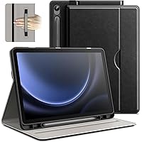 JETech Case for Samsung Galaxy Tab S9 FE 10.9-Inch with S Pen Holder, PU Leather Business Folio Stand Protective Tablet Cover with Pocket & Straps, Multi-Angle Viewing (Black)