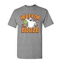 Manateez Men's Halloween Party Ghost I'm Here for The Booze Tee Shirt