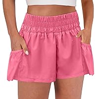 ANRABESS Women High Waisted Quick Dry Flowy Shorts Gym Workout Running Athletic Short with Pockets