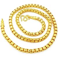 Chain Gold Plated Heavy Necklace 22k 23k 24k Thai Baht 110 Grams 26 Inches Width 7 mm Jewelry Men's Women