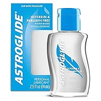 Astroglide Glycerin & Paraben Free Personal Lubricant (2.5oz), Hypoallergenic, Water Based Lube For Easy Clean-Up, Long-Lasting Pleasure, Travel-Friendly Size, Anal Safe, Dr. Recommended Brand