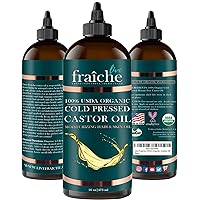 Organic Castor Oil (16oz) - Pure Castor Oil Organic Hexane Free Cold Pressed Unrefined Bottle - Natural Hair Growth Oil for Moisturizing & Healing Dry Skin - Castor Oil for Skin & Hair Treatment Oil