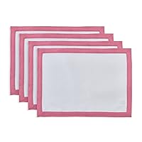Solino Home Linen Placemats Set of 4 – 100% Pure Linen Cloth Fabric Placemats Pink Carnation and White – 14 x 19 Inch Washable Dining Place Mats for Spring, Summer – Classic
