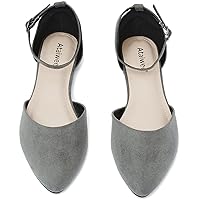 Ataiwee Women's Wide Flat Shoes - Pointed Ladies T-Strap Adjustable Summer Shoes.
