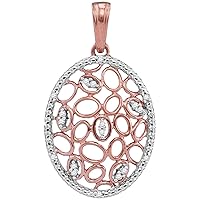 10K Rose Gold Diamond Oval Honeycomb Necklace Pendant 1/20 Ctw.