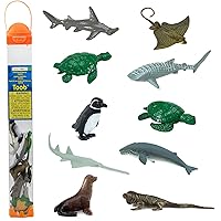 Safari Ltd. Endangered Marine Species TOOB - Figures of Whales, Marine Iguana, Galapagos Penguin, Sea Lion, Spotted Eagle Ray, Sawfish, Hammerhead and Turtles - Toys for Boys, Girls & Kids Ages 3+