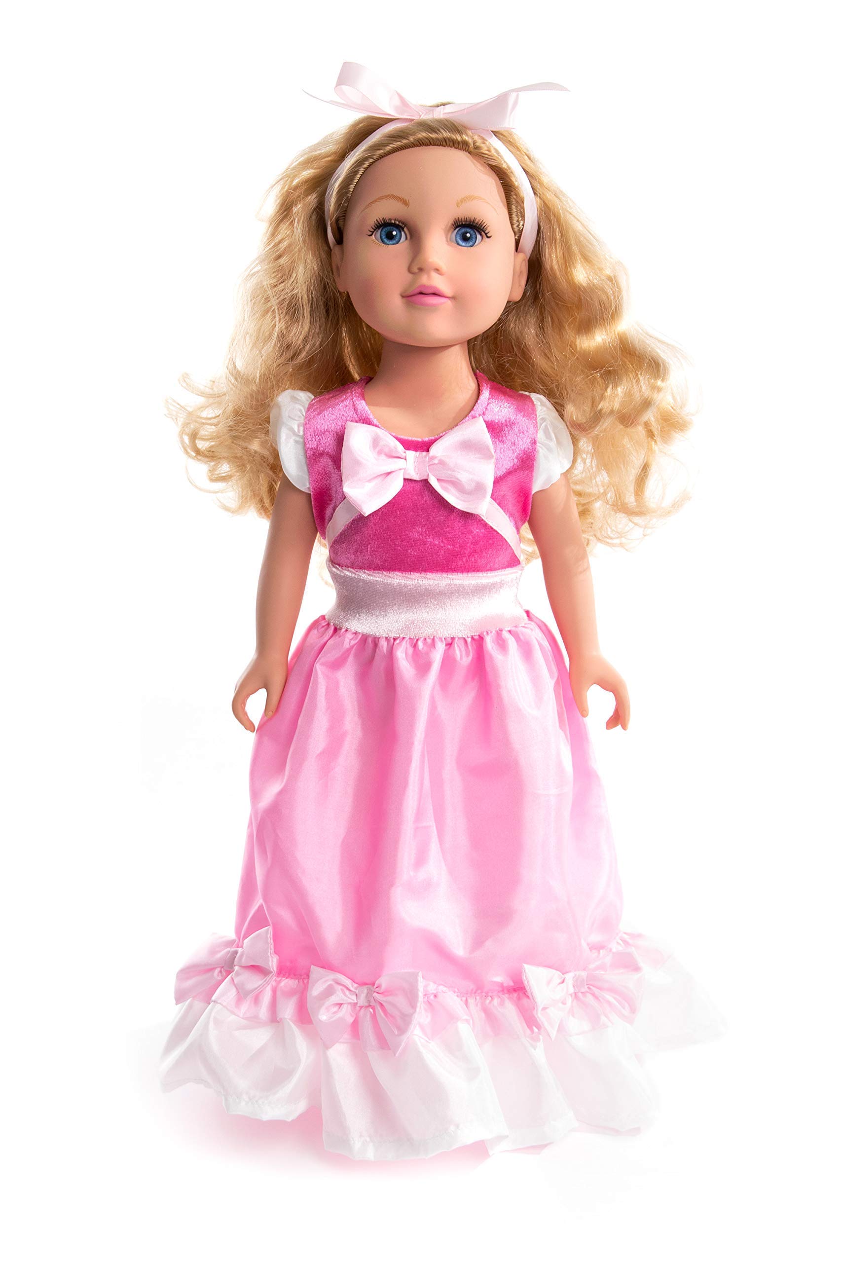 Little Adventures Cinderella Pink Ball Gown Dress up Costume (Med Age 3-5) with Matching Doll Dress - Machine Washable Child Pretend Play and Party Dress with No Glitter