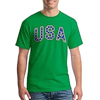 Threadrock Men's Retro Arched Blue USA Stars Text T-Shirt