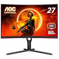 AOC GAMING CQ27G3S Frameless Curved Gaming Monitor, QHD 2K 2560x1440, 1000R VA, 165Hz 1ms, FreeSync Premium ,Black