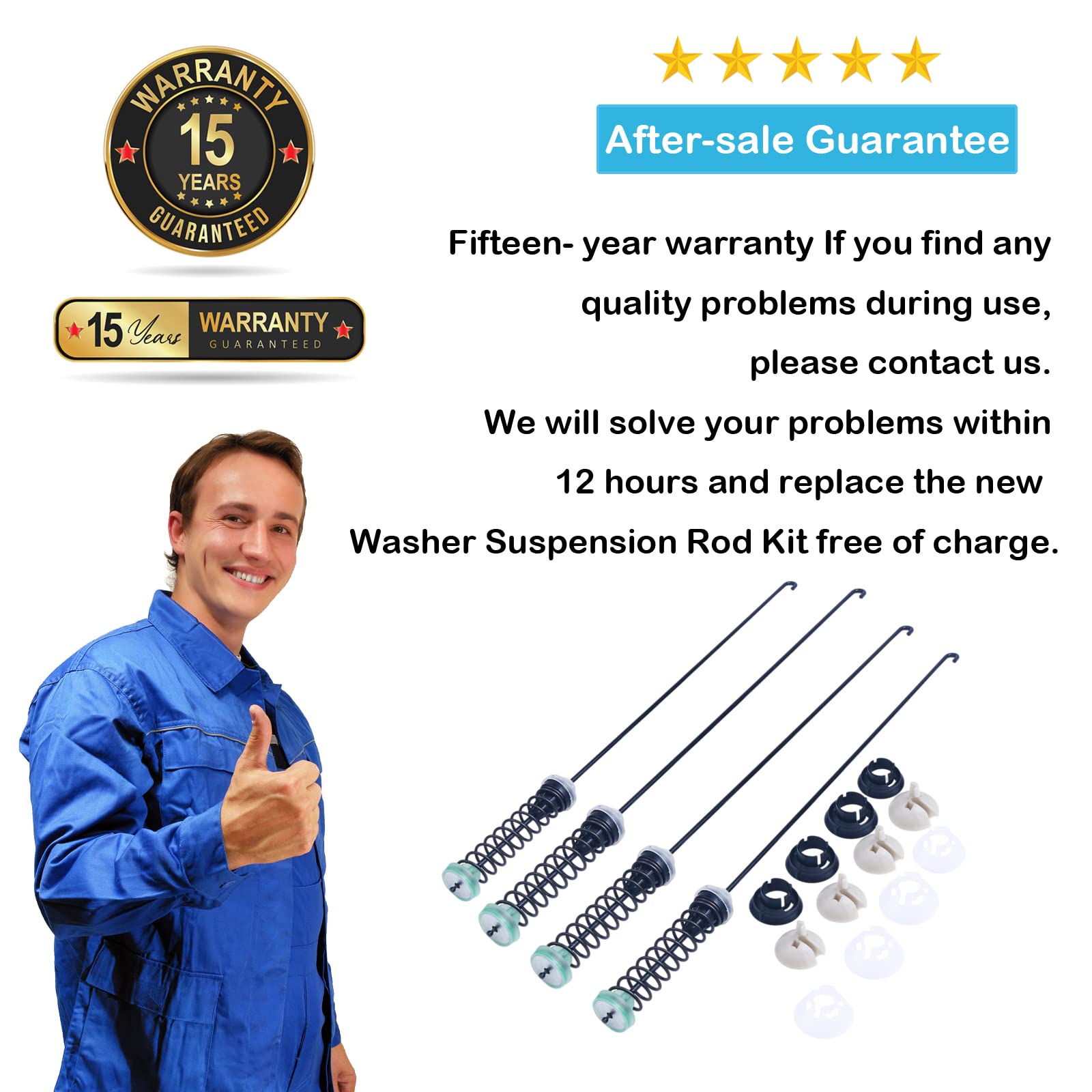 W11130362 WTW5000DW2 Washer Suspension Rod Kit replacement part,Washer Parts replaces 11022352510, MVWC565FW0, WTW5000DW0, WTW5000DW2 Compatible with Whirlpool Maytag Kenmore Amana Washing Machines