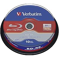 Verbatim BD-RE 25GB 2X with Branded Surface - 10pk Spindle,White