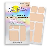 Hypoallergenic Sun-Screen Square Shaped Patches, 100% Silicone UPF-50 UV Protection, Reusable, 1 Pack/8 Squares, Sunkiss (Nude)