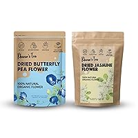 KHWAN'S TEA Pure Dried Butterfly Pea Flowers Blue Tea and Pure Dried Jasmine Flower Buds Petals Herbal Decaf Tea