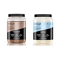Keto Collagen Shake (Chocolate & Vanilla) - with Coconut Oil, Prebiotics, Grass-Fed Hydrolyzed Collagen Peptides Type I & III, Low Carb, Gluten Free, 1.49lbs