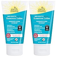 Earth Mama Uber-Sensitive Mineral Sunscreen Lotion SPF 40 | Reef Safe, Non-Nano Zinc, Contains Organic Colloidal Oatmeal | Steroid-Free Eczema Cream for Baby, Kid & Family, 3-Ounce, 2-Pack