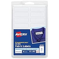 Avery No-Iron Fabric Labels, Washer & Dryer Safe, Handwrite, 1/2