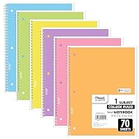 Mead Spiral Notebooks, 6 Pack, 1-Subject, College Ruled Paper, 8