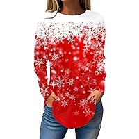 Christmas Shirts For Women Classic Crew Neck Sweatshirts Sexy Long Sleeve Pullover Casual Daily Outfits