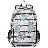 ALAZA Cactus on Stripe Background Backpack Bookbag Laptop Notebook Bag Casual Travel Trip Daypack for Women Men Fits 15.6 Laptop