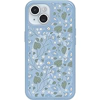 OtterBox iPhone 15, iPhone 14, and iPhone 13 Symmetry Series Clear Case - DAWN FLORAL (Blue), snaps to MagSafe, ultra-sleek, raised edges protect camera & screen