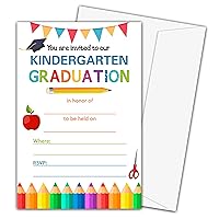 25 Graduation Invitations with Envelopes, For Kindergarten Grad, Celebration or Announcement - Invite Fill In Cards, Graduation Party Supplies -011