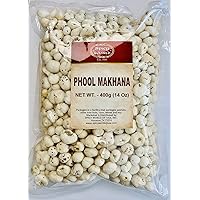Spicy World Phool Makhana (Fox Nut/Popped Lotus Root Seed/Popped Water Lily Seeds) 400g (14oz) ~ Plain Raw Uncooked | ~ All Natural | Vegan | No Colors | Indian (14 Ounce)